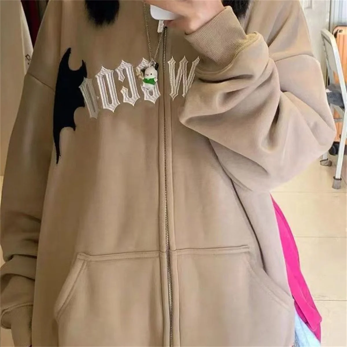 sweat à capuche diable pour femmes et hommes, style foncé, vintage, harajuku, fermeture éclair, hip hop, streetwear, y2k, esthétique, cardigan grunge