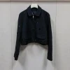 manteau court à paillettes pour femmes, décoration florale, col peter pan, veste noire à simple boutonnage ou mini jupe féminine
