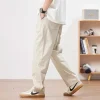 pantalon beige pour hommes, en coton, tendance, polyvalent, droit, décontracté, américain, ample, mode printemps et automne