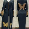 abayas ethnique costum robe ample et élégante avec ceinture en diamant col en v mode luxe xxl/xxxl