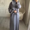 eid abaya avec écharpe hijab intégrée, fermeture éclair sur le devant, jilbab islamique, une pièce, robe pour femmes musulmanes, vêtements de prière, dubaï, ramadan