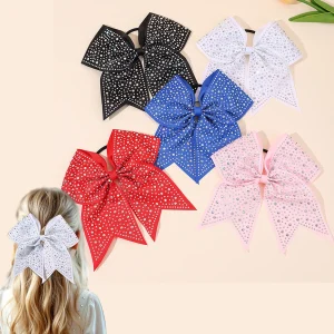 Grand nœud en strass pour filles, ruban à paillettes douces, bandes en caoutchouc avec nœud papillon, bandes élastiques de fête quotidienne, accessoires pour femmes