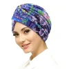 turban indien à imprimé floral pour femme, style ethnique, vêtements de sauna, hijab musulman, bonnets, bonnet chimio, chapeau, couverture contre la perte de cheveux, écharpe de sauna ronde