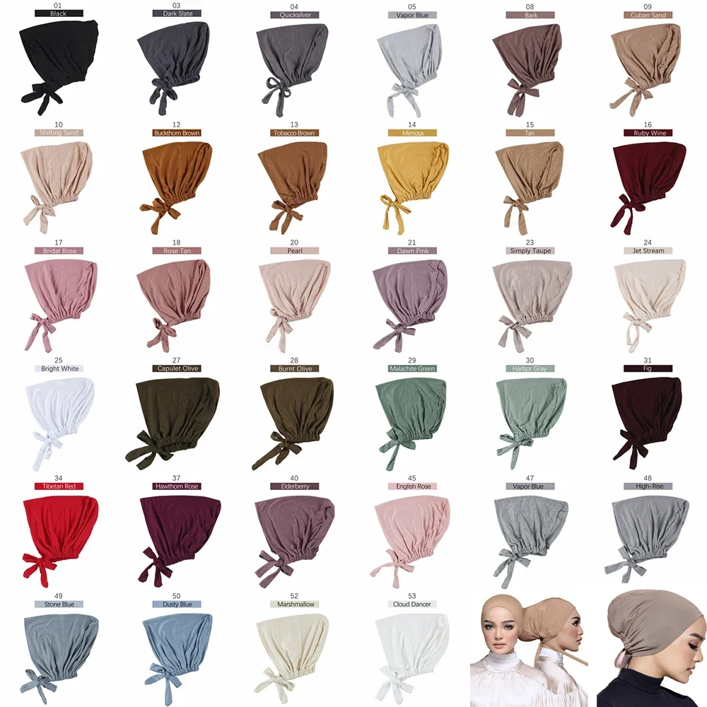 modal musulman turban chapeau intérieur hijab casquettes islamique sous écharpe bonnet inde chapeau femme bandeau turbante mujer hijab casquette avec corde