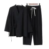 Kimono pyjamas japonais coton 2 pièces ensemble Yukata samouraï hommes Ninjya moine porter Chef jardinage vêtements de travail japon Style Jinbei
