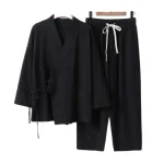 Kimono pyjamas japonais coton 2 pièces ensemble Yukata samouraï hommes Ninjya moine porter Chef jardinage vêtements de travail japon Style Jinbei
