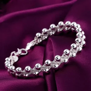 Bracelets en argent Sterling 925 pour femmes, chaîne de perles fines tressées, à la mode, cadeau de fête de mariage et de noël, bijoux de haute qualité