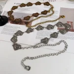 Ceinture Vintage en chaîne dorée pour femmes, cœur en métal, Punk Goth, ceinture fine en argent, pantalon, accessoire Harajuku