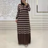mode robe musulmane dames robe islamique élégante moyen orient rayé abayas dubaï luxe turquie islam vêtements caftan robe