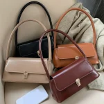 Femmes sac à bandoulière à la mode Vintage sac à main Portable décontracté en cuir PU couleur unie Simple poignée sous les bras sac sacs à main