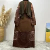 abaya ouvert femmes robe musulmane dentelle broderie turc kimono cardigan robe caftan caftan islam vêtements dubaï kebaya jalabiya