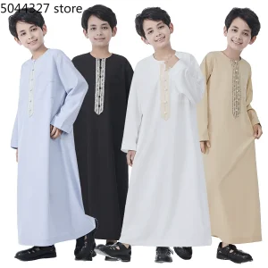 Robe musulmane pour garçons, Djellaba saoudien, poche, arabie Abaya, Kaftan, Jubba Thobe, Islam, Eid, Ramadan, Djellaba, Maroc, Caftan Abayas