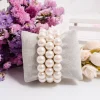 bracelet élastique en perles blanches pour femmes et hommes, élégant, extensible, pour banquet de mariage, perles de 6 à 12mm, bijoux faits à la main, cadeau