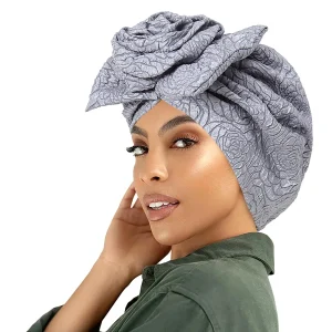 Casquette africaine mariage nigérian Gele indien femmes Hijab en relief front grande fleur foulard chapeau couleur unie chapeau musulman
