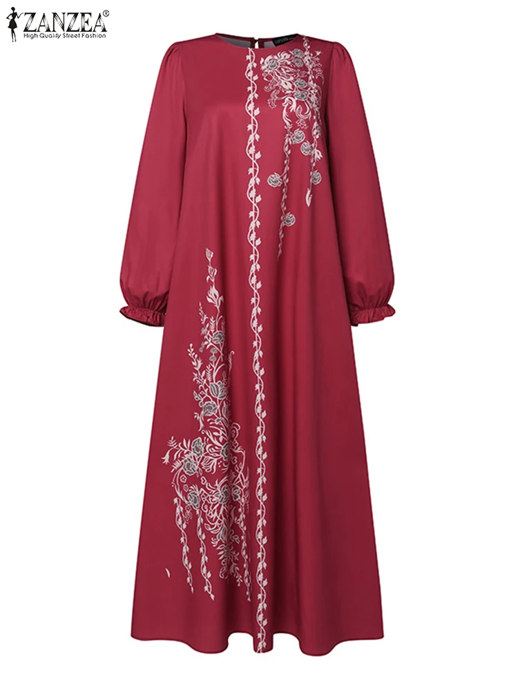 zanzea robe longue vintage pour femme musulmane, abaya, hijab, bohème, imprimé floral, dubaï, turquie, automne 2025