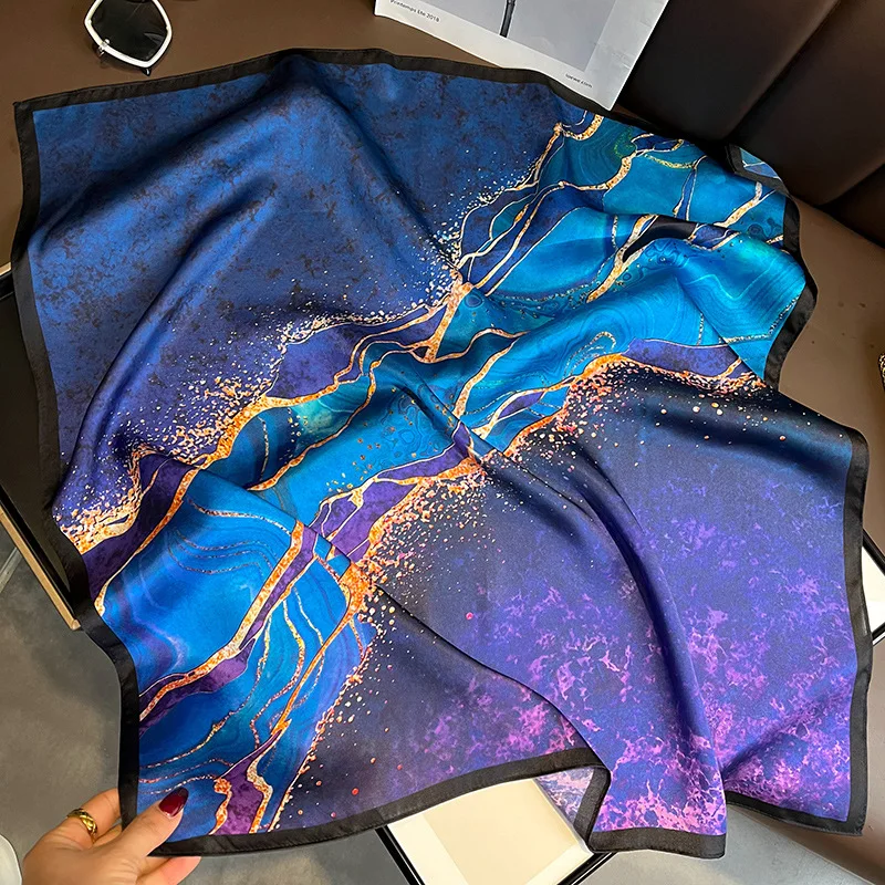 pure inj2023 foulard carré en satin pour femmes, châle imprimé, hijab, bandeau de sauna, bandana pour cheveux