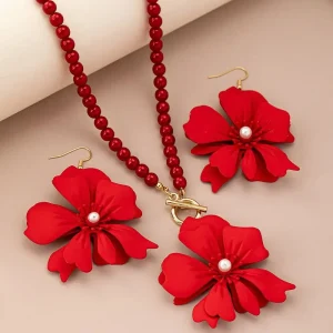 Ensemble de bijoux multicouches de luxe léger, collier de fleurs en perles exagérées, boucles d&rsquo;oreilles, costume de collier en métal irrégulier pour femmes