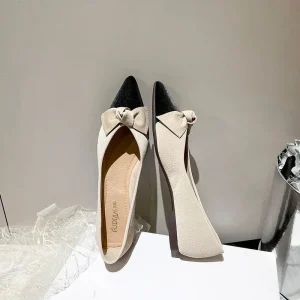 Mocassins plats chaussures pour femmes 2025 bout pointu plat bureau avec nœud dames chaussures d&rsquo;été vacances E A Social confortable L