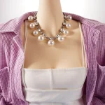 Colliers de perles de luxe pour femmes, double tour de cou élégant simple, goutte d&rsquo;eau, bijoux de banquet de mariage