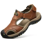 Sandales d&rsquo;Été en Cuir pour Homme, Chaussures de Plage de Luxe, Respirantes, Décontractées, Pataugeoire, Pantoufles à Doublure Large