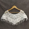 robe de soirée en dentelle crochet pour femmes, châle, écharpe, avec franges, faux col