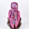 Foulards en soie de haute qualité pour femmes, Hijab carré en Satin, mouchoir uni, châles enveloppants de tête, bandeau féminin, Bandanna islamique