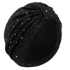 femmes paillettes noué turban indien chapeau musulman hijab bonnet bonnet perte de cheveux foulard chimio casquette chapeaux bandanas turbante mujer