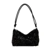 pochette de luxe élégante à paillettes brillantes pour femmes, sac à main à bandoulière sous les bras or/argent, accessoire de fête à la mode pour dames
