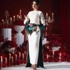 Arya-Robe de soirée ivoire et verte pour femme, manches longues, longueur de rinçage, occasion personnalisée, Arabie saoudite