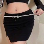Ceinture à nœud papillon en métal Y2K pour femme, force élastique, réglable, douce, vintage, jupe, pantalon, accessoires, fille, taille en métal, JOK