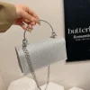 pochette élégante pour femmes, sac à bandoulière tendance de grande capacité brillant avec chaîne, poignée supérieure en métal, fourre tout pour dames
