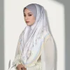 nouveau populaire élégant en mousseline de soie hijabs femmes tête enveloppement carré écharpe mode imprimé fleuri diamant turban casquette