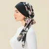 casquette turban pré nouée pour femmes, imprimé floral, hijab musulman, chapeau de chimio contre le cancer, couverture de perte de cheveux, foulard de tête, bandana extensible, nouvelle collection 2025