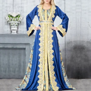 Abaya-Robe de soirée pour femmes musulmanes avec ceinture, caftan marocain, vêtements islamiques de luxe pour Ramadan, mariage arabe Abaya-Robe de soirée pour femmes musulmanes avec ceinture, caftan marocain, vêtements islamiques de luxe pour Ramadan, mariage arabe