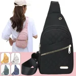 Sac de taille matelassé de couleur unie, sac de poitrine décontracté et de grande capacité avec fermeture éclair, plusieurs poches, adapté à un usage quotidien.