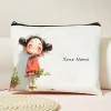 chic nom personnalisé unique vintage mignon sacs de maquillage floraux pour les filles pochette cosmétique trousse de toilette trousse à crayons sac à main de rangement de voyage