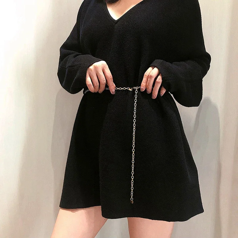 ceinture de chaîne de taille pour femmes, ceinture en métal or/argent pour robes et chemises, accessoire de vêtements pour dames