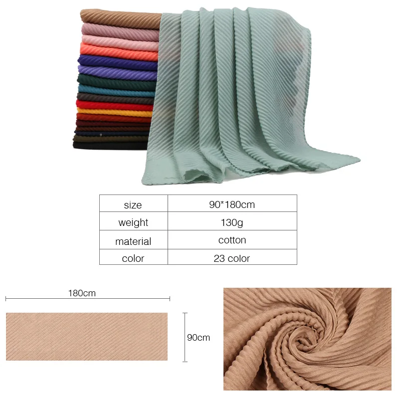 foulard hijab plissé en mousseline de soie pour femme musulmane, voile, georgette, froissé, islam