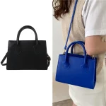Sac à main noir élégant avec double poignées, sac à bandoulière chic, petit fourre-tout rétro élégant pour femmes et filles, usage quotidien, travail, fête