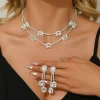 3 pièces d'ensemble de bijoux pour femmes, ensemble collier et boucles d'oreilles en cristal et diamant, bijoux de fête de mariage, bijoux à porter au quotidien