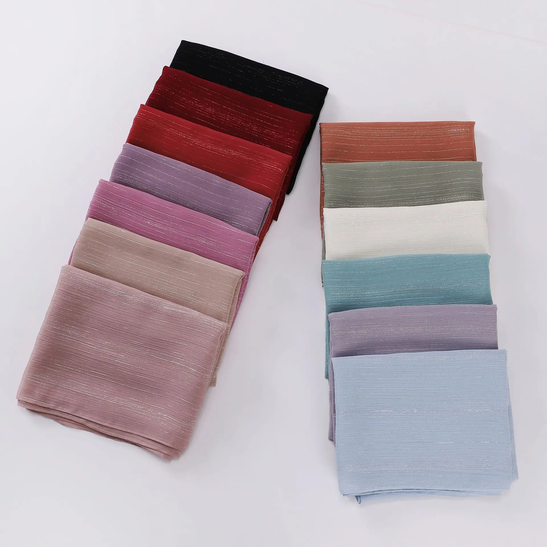 Écharpe brillante en mousseline de soie pour femme, hijab plissé et froissé, long châle islamique