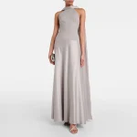 Robe de soirée grise élégante pour femmes, gaine de mariage, robe de soirée formelle, longueur cheville, robe de bal, sans manches, arabie saoudite