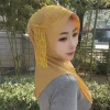 nouveau chapeau musulman à bord souple en éponge de gaze à motifs d'étoiles du moyen orient, écharpe à enfiler pratique, style pompon double face