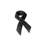 Strass cristal noir ruban broche sensibilisation au Cancer de la peau ruban funéraire Badge broche épinglette mélancome Cancer