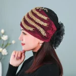 Foulard de tête dentelle Turban chapeaux fleur strass été mince foulard élastique cravate Hijab Turban chapeau islamique sous écharpe filles