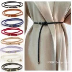 102CM ceinture en cuir tressé femmes ceinture de taille mince noir rouge blanc rose dames Pu bracelet en cuir boucle ardillon femmes ceintures