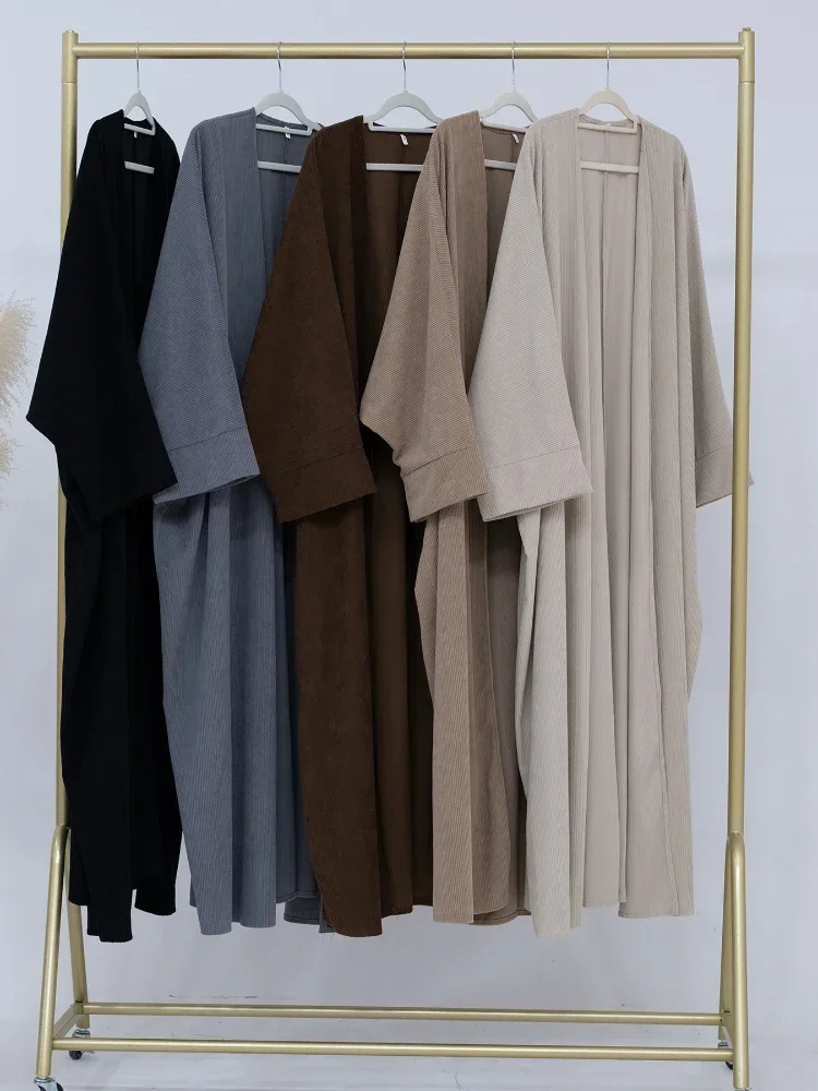 abaya robe longue en velours côtelé pour femmes musulmanes, caftan marocain éducatif, robes de soirée, optique eid, cadigan, dubaï, automne