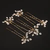 Épingles à cheveux de mariée en perles pour femmes, 5 pièces, accessoires de cheveux de mariage en argent, bijoux faits à la main en or, ornements de fête de mariée