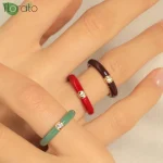 Bagues de fiançailles en émail coloré plaqué or de qualité supérieure pour femmes, mode de mariage, bijoux de luxe, accessoires de fête