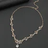 ensemble de boucles d'oreilles et collier de luxe classique, ensemble de bijoux élégants en strass scintillants, bijoux de mariage vintage, vêtements de mariée